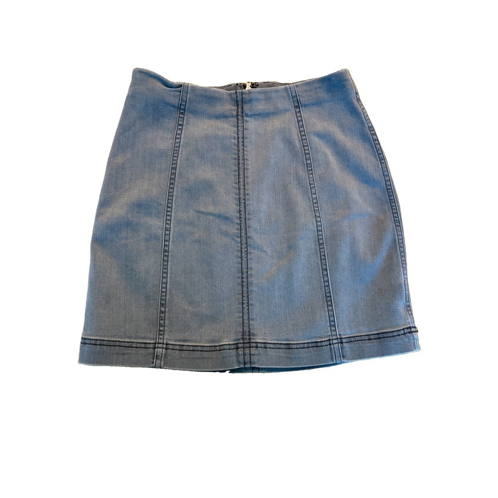 Free People Gray Mini Skirt Stretchy Classic Denim Womens Size 6 Grunge